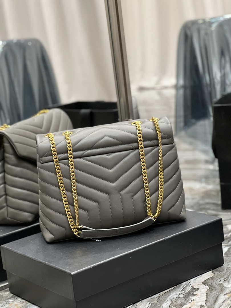 YSL 574946 Saint Laurent Loulou Medium Bag In Y-Quilted Leather Gray