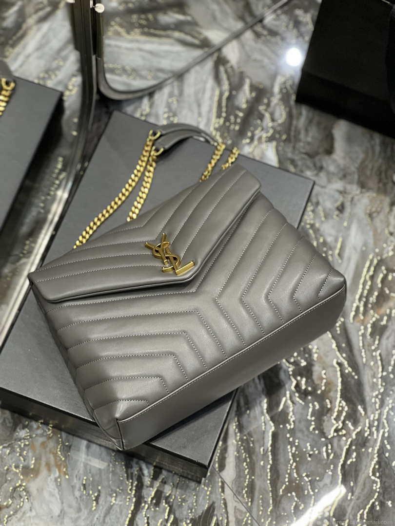 YSL 574946 Saint Laurent Loulou Medium Bag In Y-Quilted Leather Gray