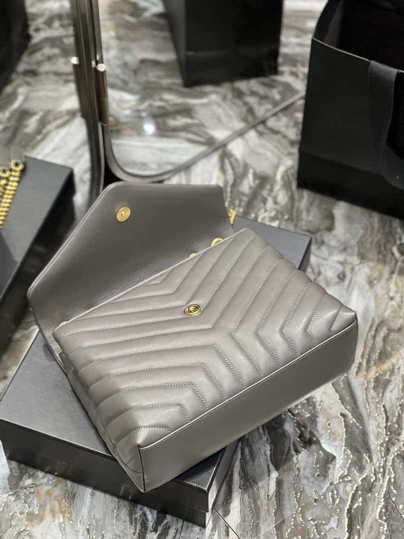 YSL 574946 Saint Laurent Loulou Medium Bag In Y-Quilted Leather Gray