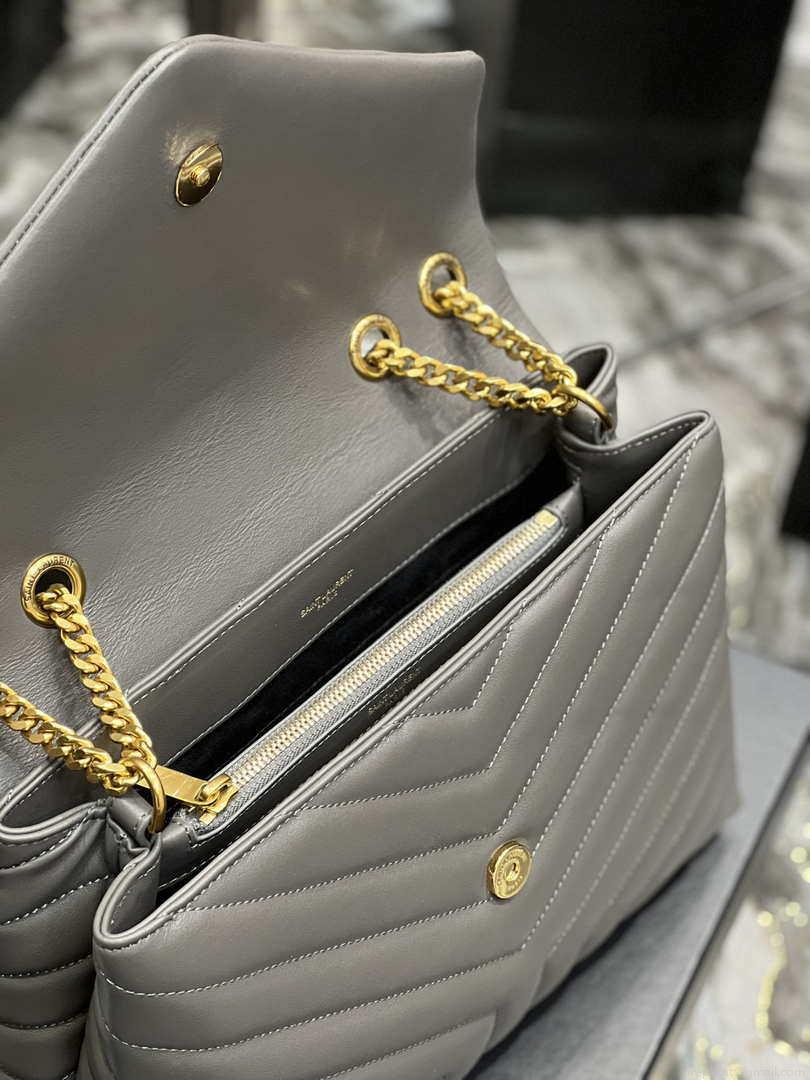 YSL 574946 Saint Laurent Loulou Medium Bag In Y-Quilted Leather Gray