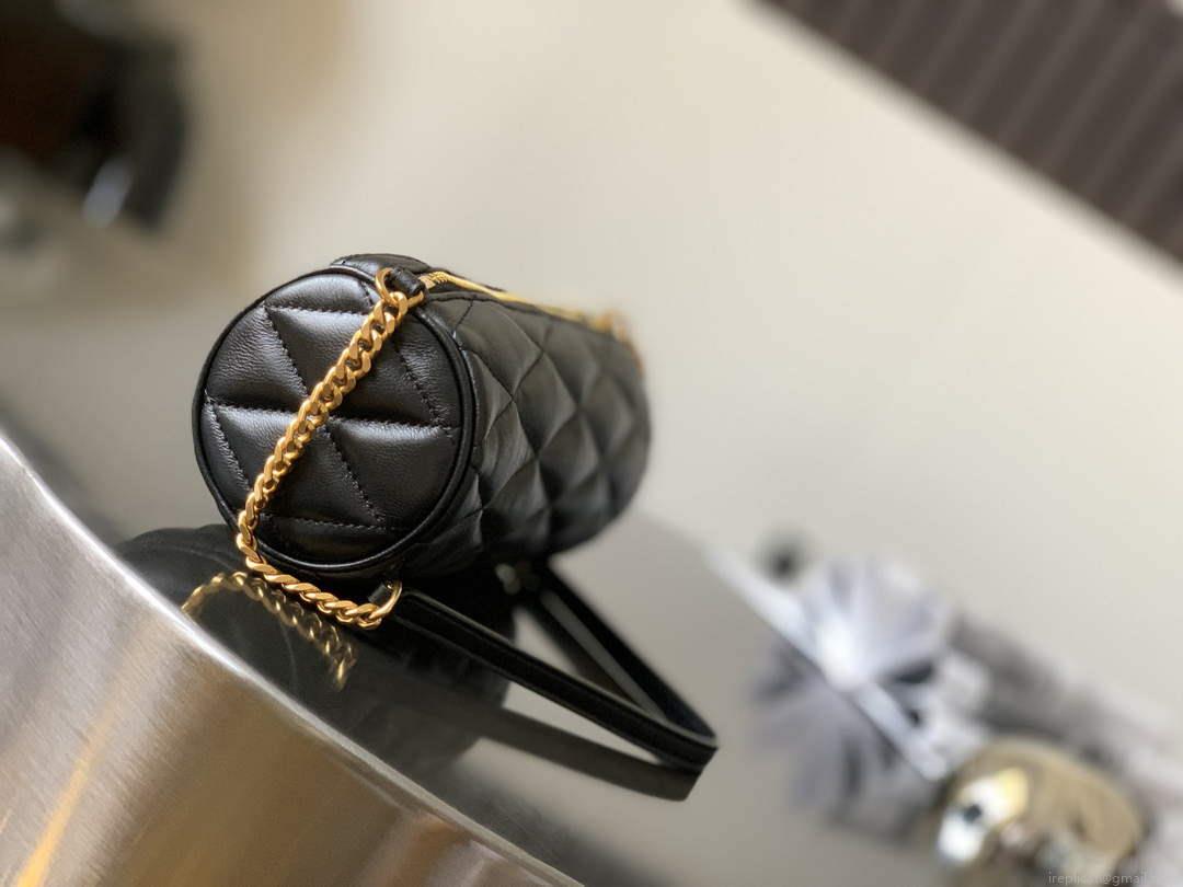 YSL 699703 Sade Mini Tube Bag In Quilted Lambskin Black