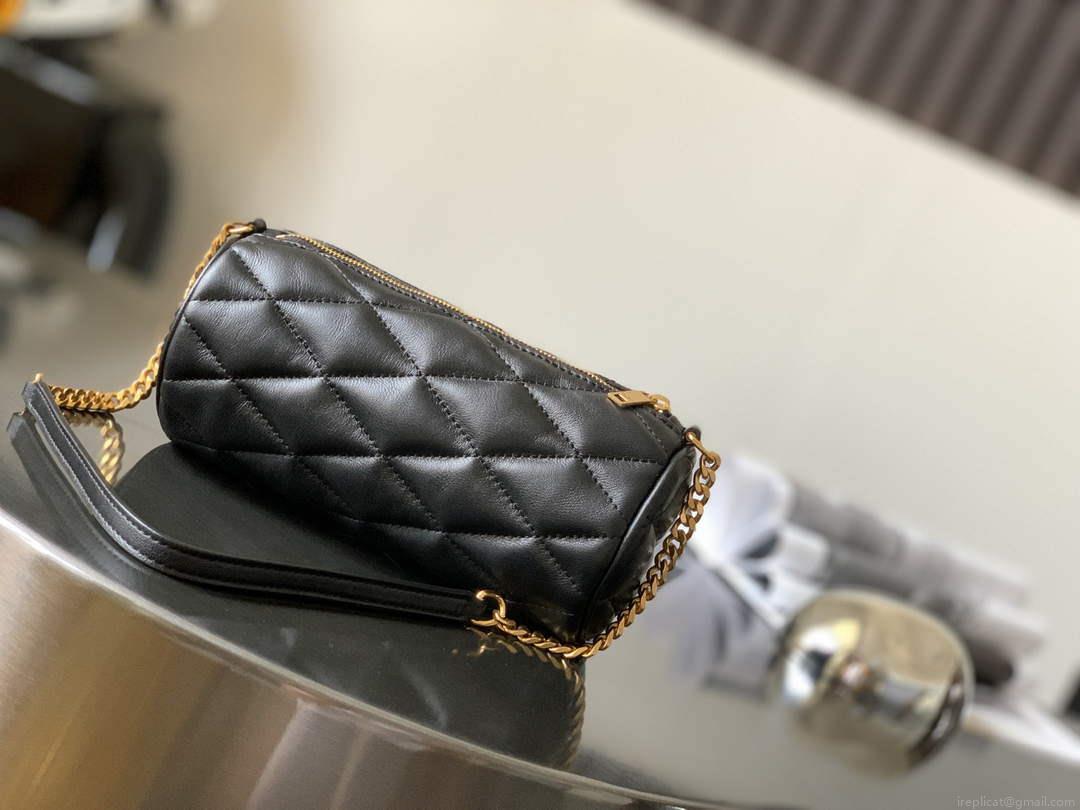 YSL 699703 Sade Mini Tube Bag In Quilted Lambskin Black