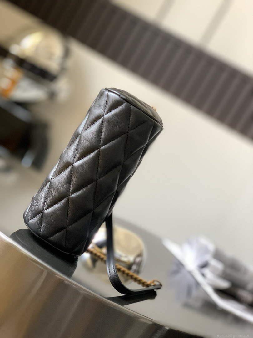 YSL 699703 Sade Mini Tube Bag In Quilted Lambskin Black