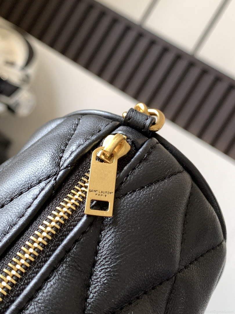 YSL 699703 Sade Mini Tube Bag In Quilted Lambskin Black