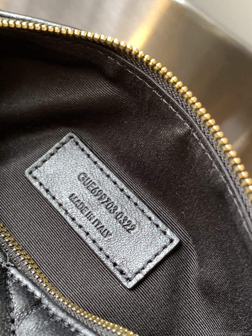 YSL 699703 Sade Mini Tube Bag In Quilted Lambskin Black