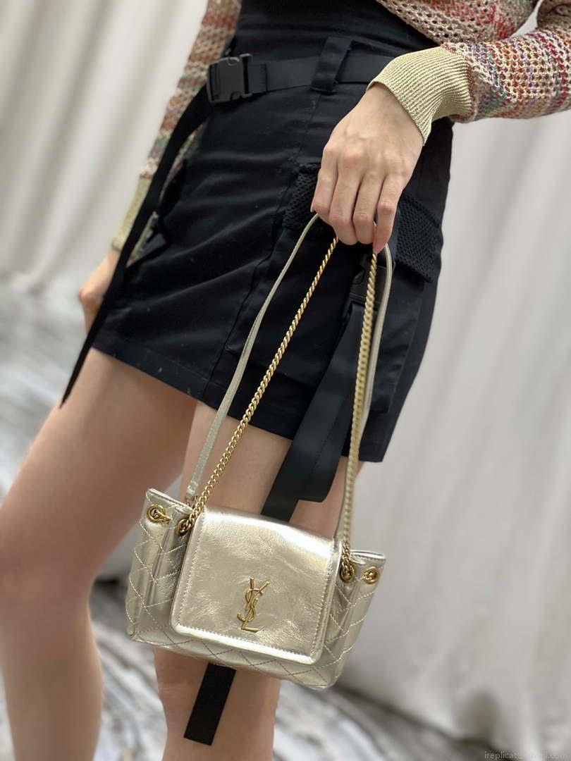 YSL 6727381 Mini Nolita In Lambskin Gold