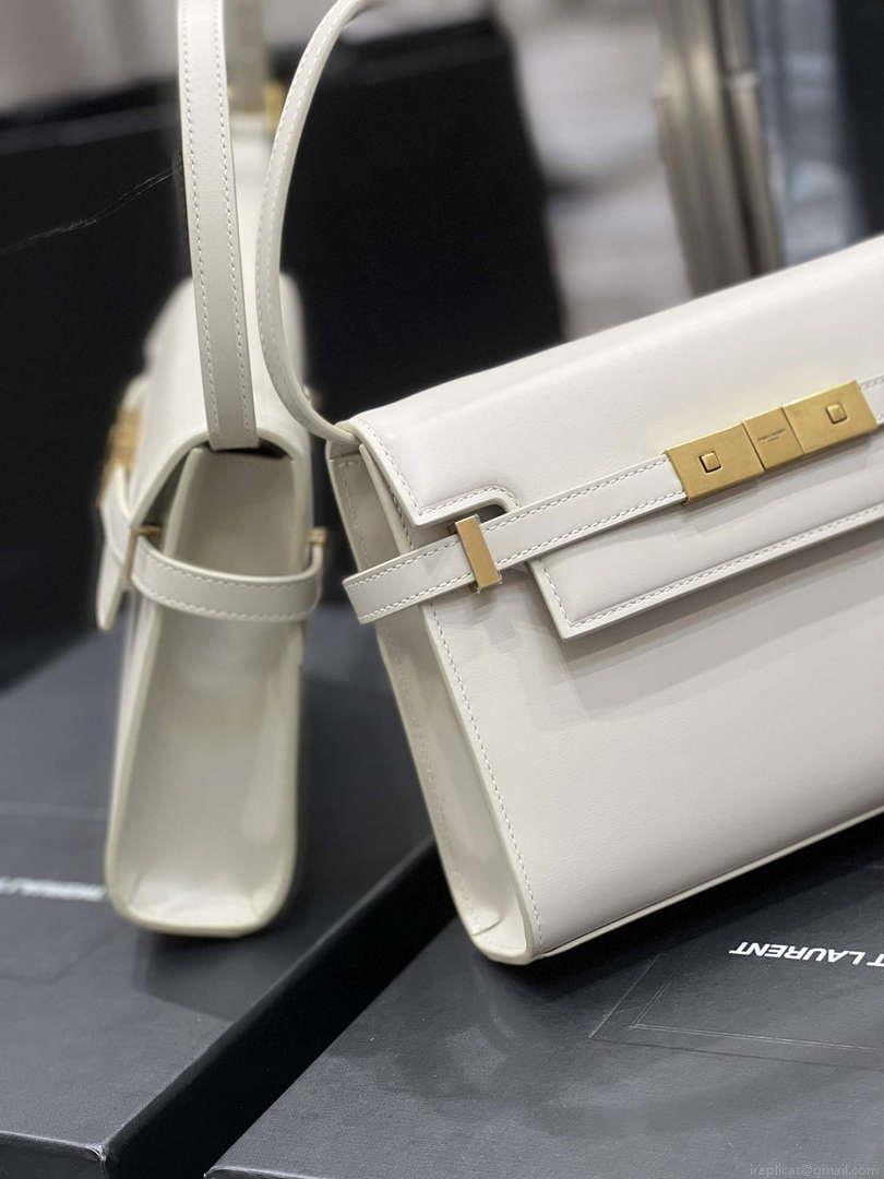 YSL 675626 Manhattan Small Shoulder Bag In Box Saint Laurent Leather White