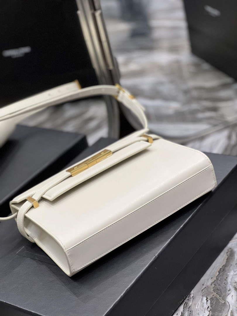 YSL 675626 Manhattan Small Shoulder Bag In Box Saint Laurent Leather White