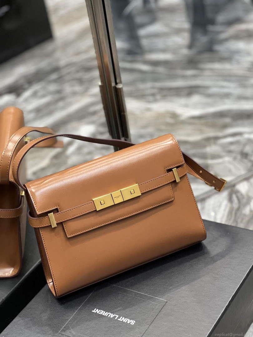 YSL 675626 Manhattan Small Shoulder Bag In Box Saint Laurent Leather Caramel