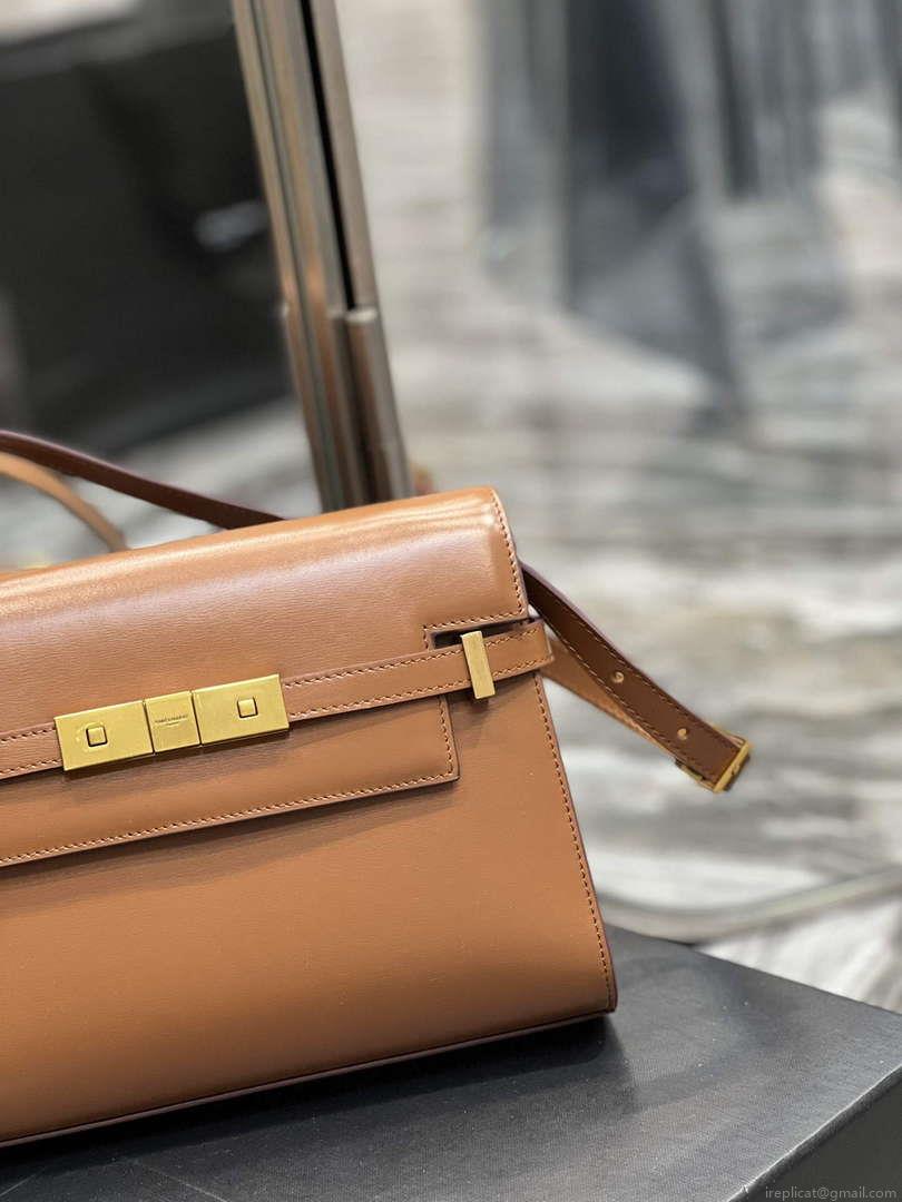 YSL 675626 Manhattan Small Shoulder Bag In Box Saint Laurent Leather Caramel