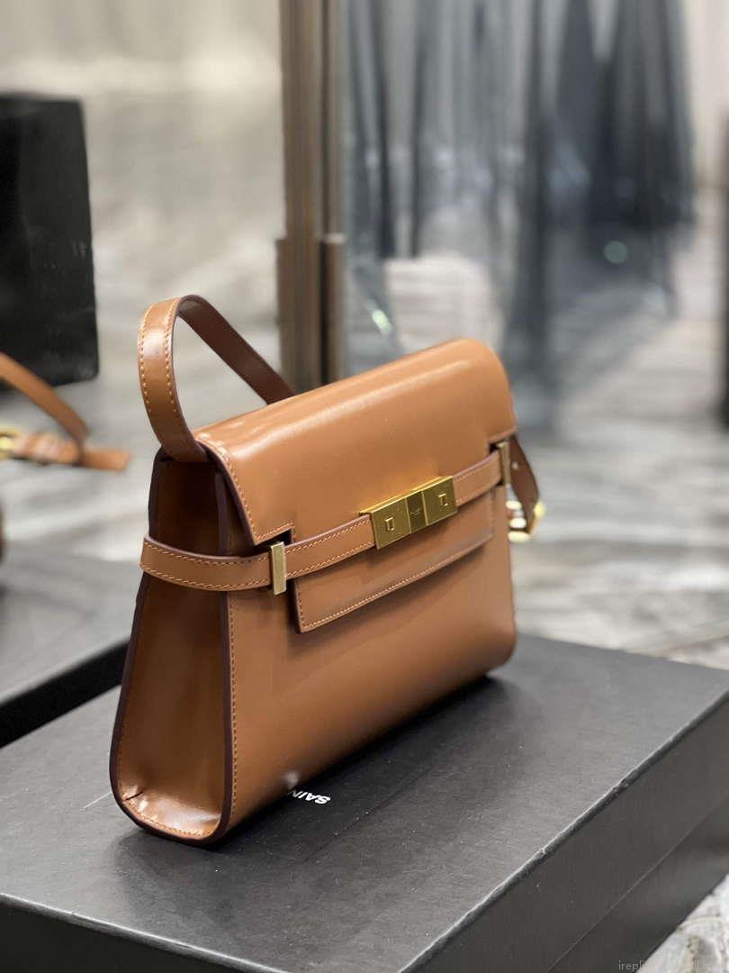 YSL 675626 Manhattan Small Shoulder Bag In Box Saint Laurent Leather Caramel