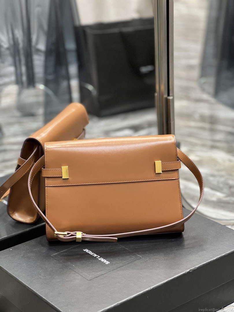 YSL 675626 Manhattan Small Shoulder Bag In Box Saint Laurent Leather Caramel