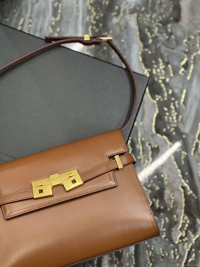 YSL 675626 Manhattan Small Shoulder Bag In Box Saint Laurent Leather Caramel