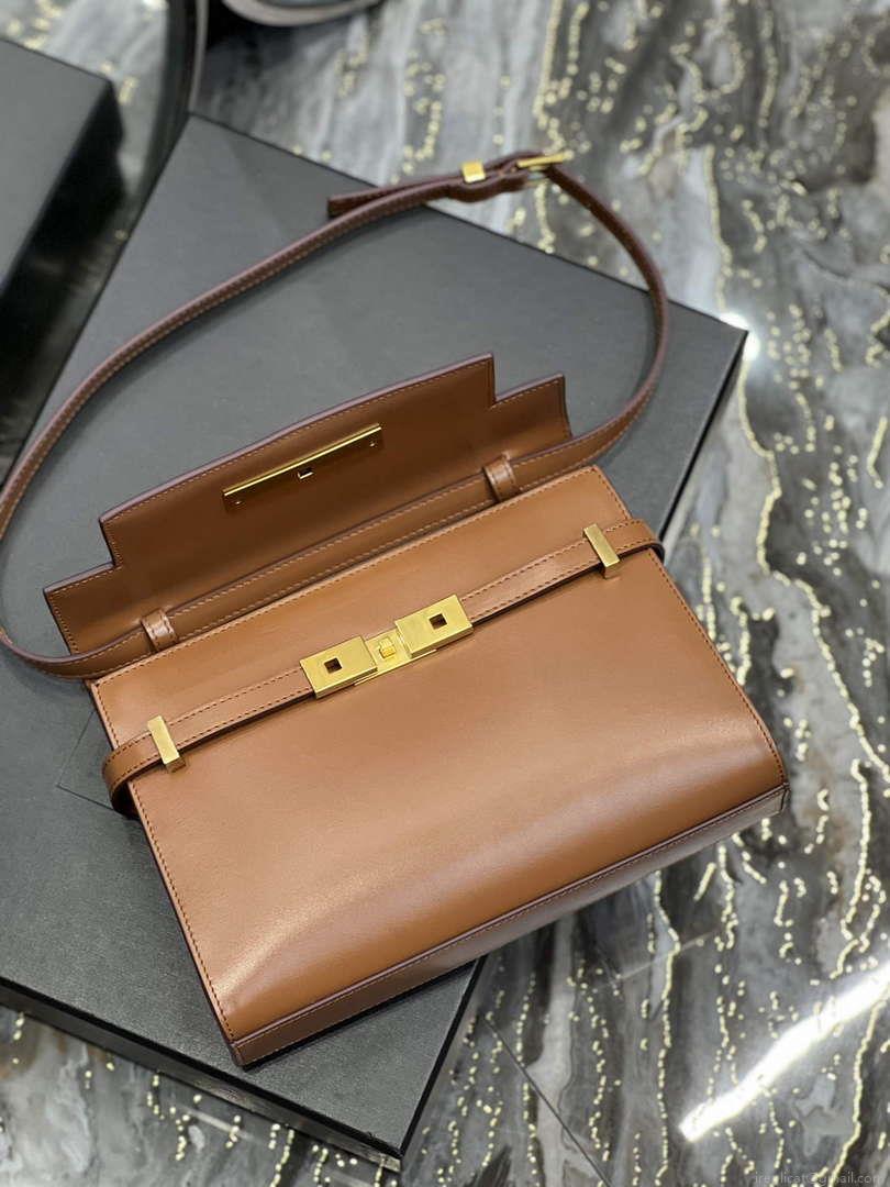 YSL 675626 Manhattan Small Shoulder Bag In Box Saint Laurent Leather Caramel
