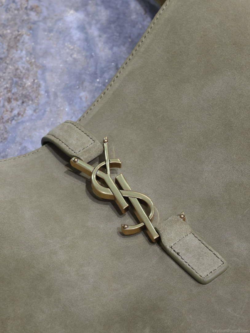 YSL 753837 LE 5 A 7 Supple Large In Suede Barley Green