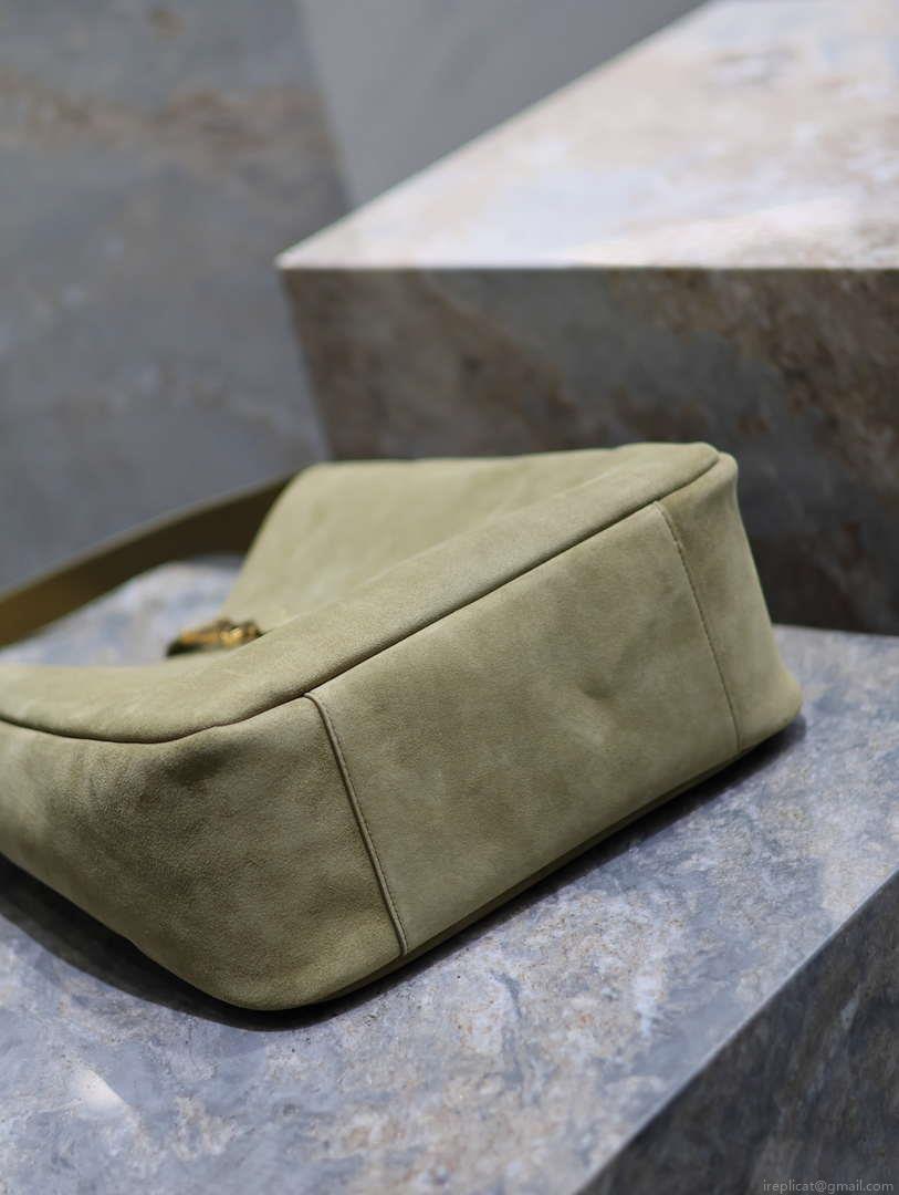 YSL 753837 LE 5 A 7 Supple Large In Suede Barley Green