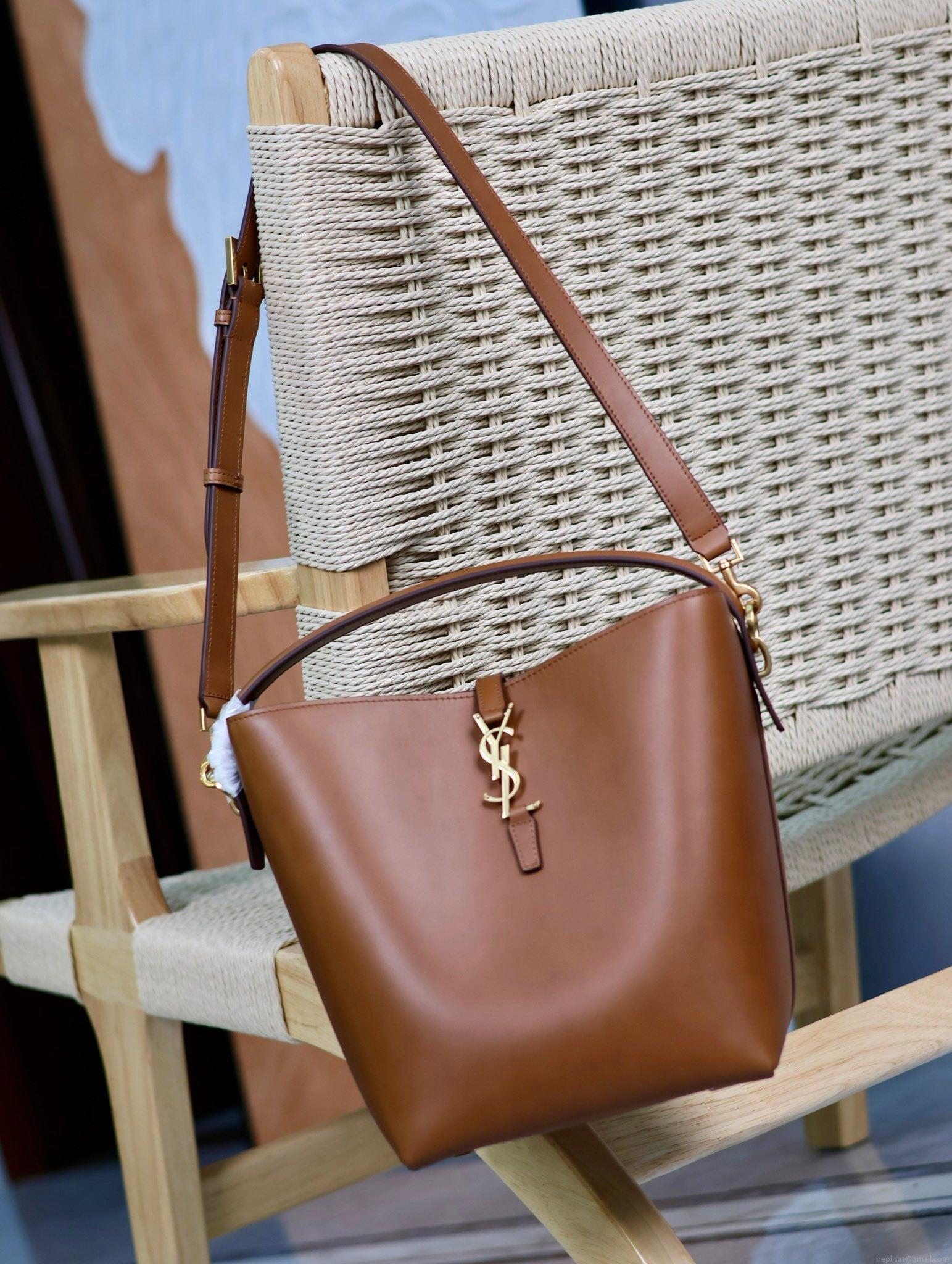 YSL 742828 Le 37 In Vegetable-Tanned Leather Brown