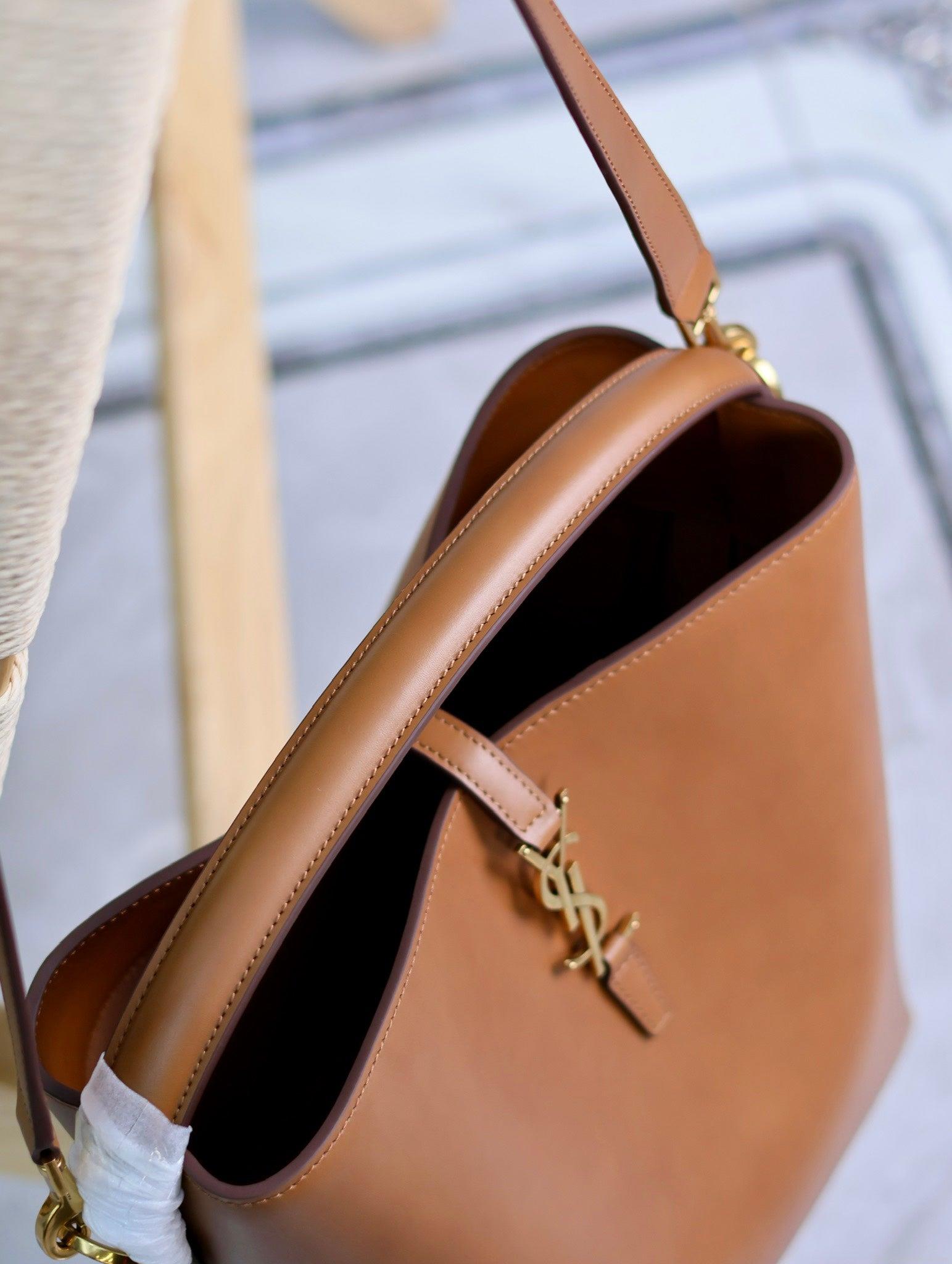 YSL 742828 Le 37 In Vegetable-Tanned Leather Brown