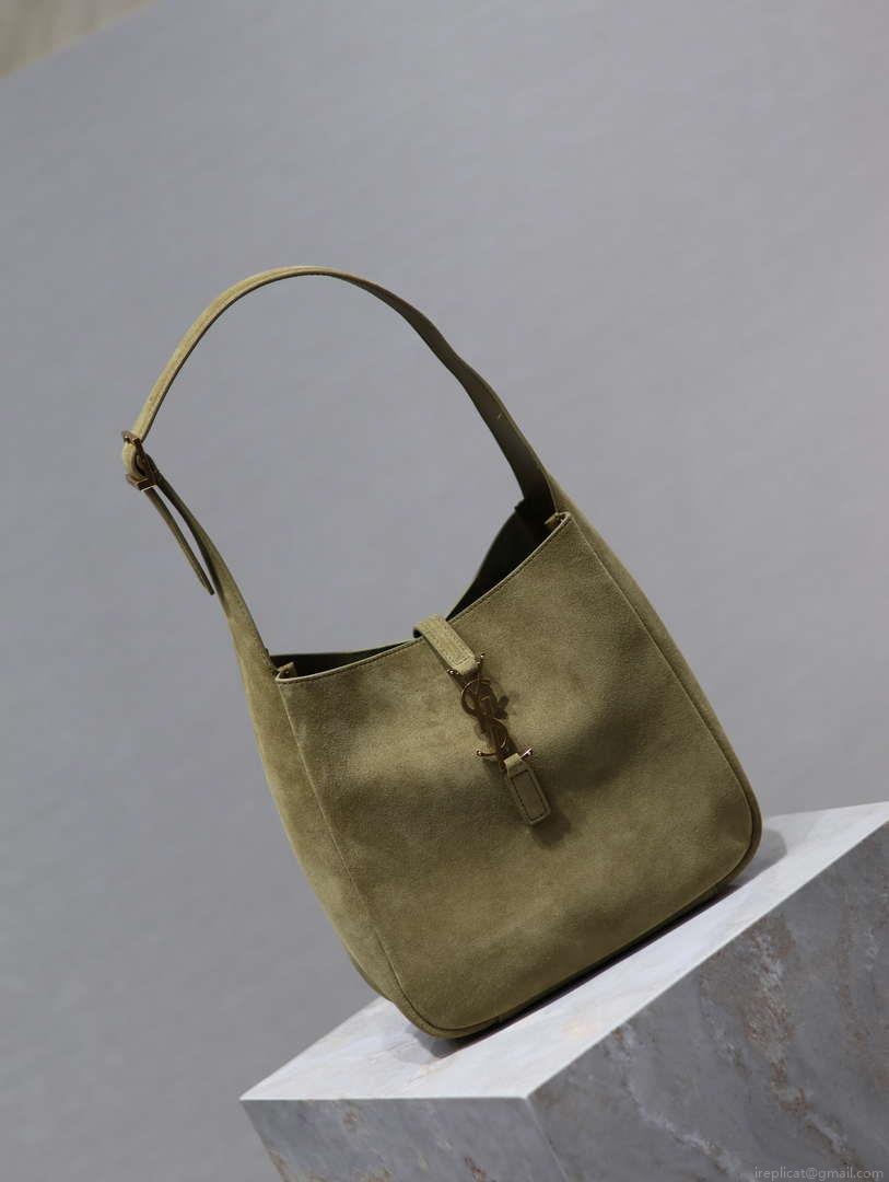 YSL 713938 LE 5 A 7 Supple Small In Suede Green