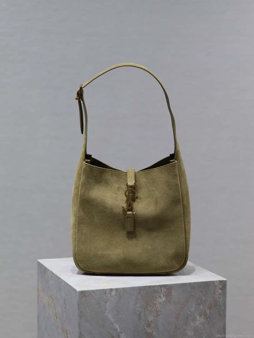 YSL 713938 LE 5 A 7 Supple Small In Suede Green
