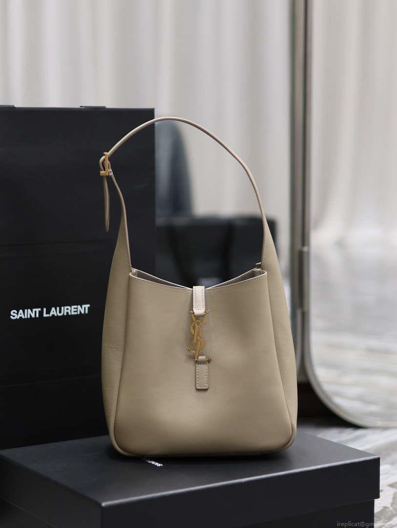 YSL 713938 LE 5 A 7 Supple Small In Grained Leather Dusty Gray