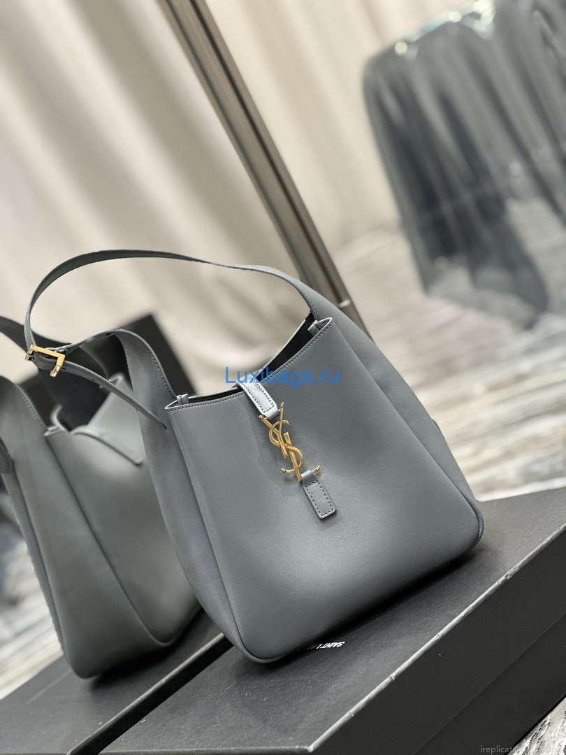 YSL 713938 LE 5 A 7 Supple Small In Grained Leather Blue