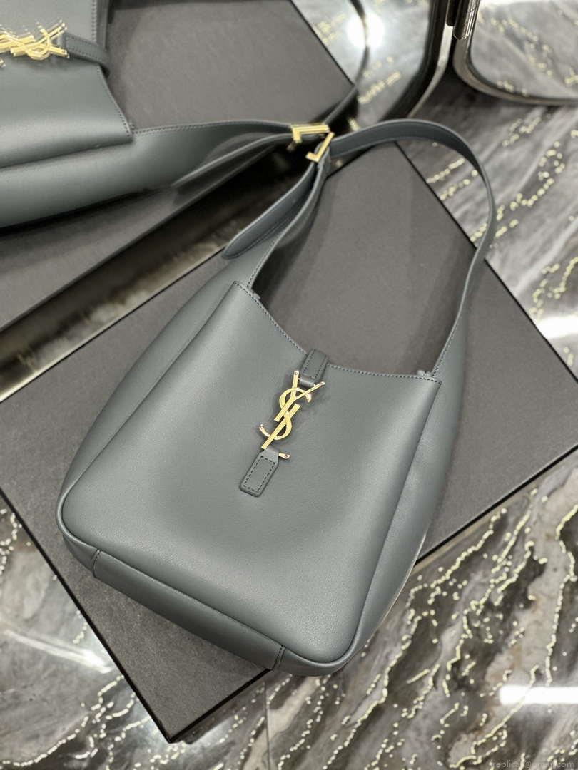 YSL 713938 LE 5 A 7 Supple Small In Grained Leather Blue