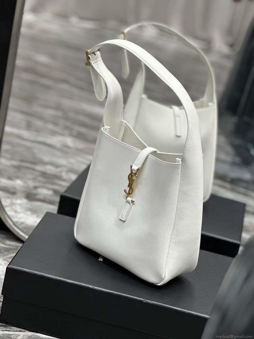 YSL 713938 LE 5 A 7 Supple Small In Grained Leather White