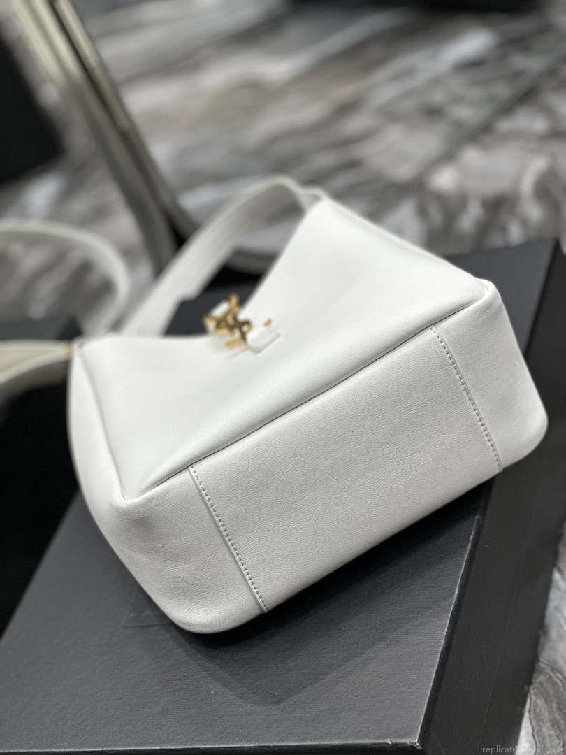 YSL 713938 LE 5 A 7 Supple Small In Grained Leather White