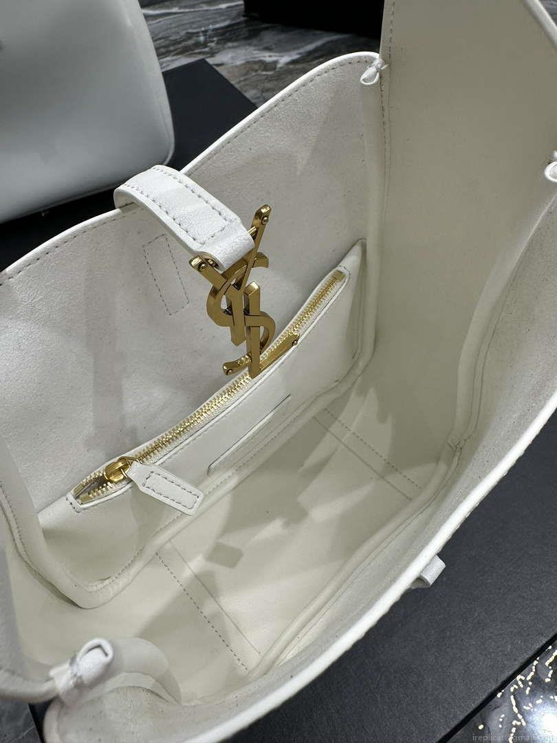 YSL 713938 LE 5 A 7 Supple Small In Grained Leather White