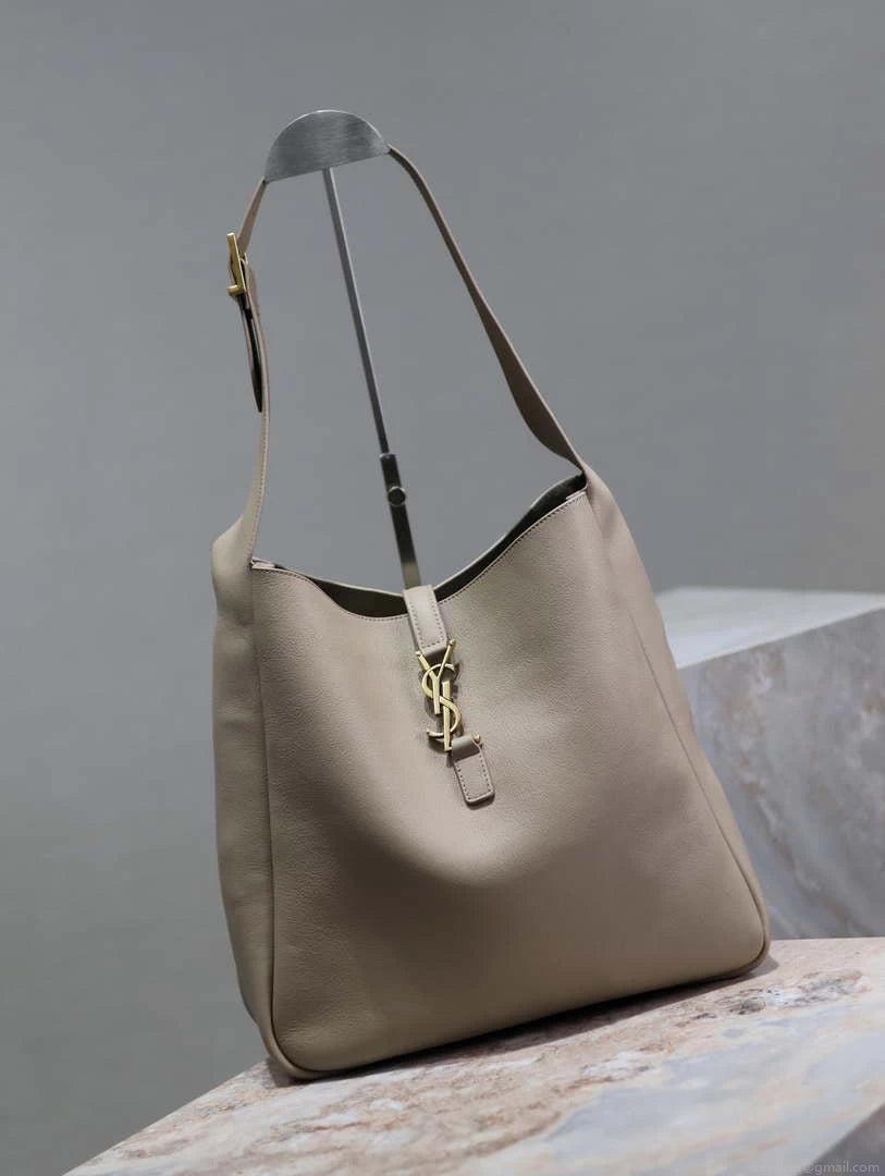 YSL 753837 Le 5 À 7 Supple Large In Smooth Leather Gray