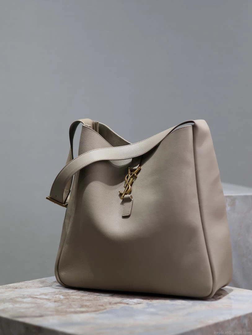 YSL 753837 Le 5 À 7 Supple Large In Smooth Leather Gray