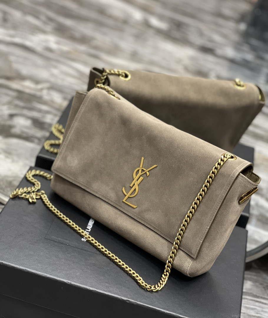 YSL 553804 Saint Laurent Reversible Medium Kate in Suede Dark Green
