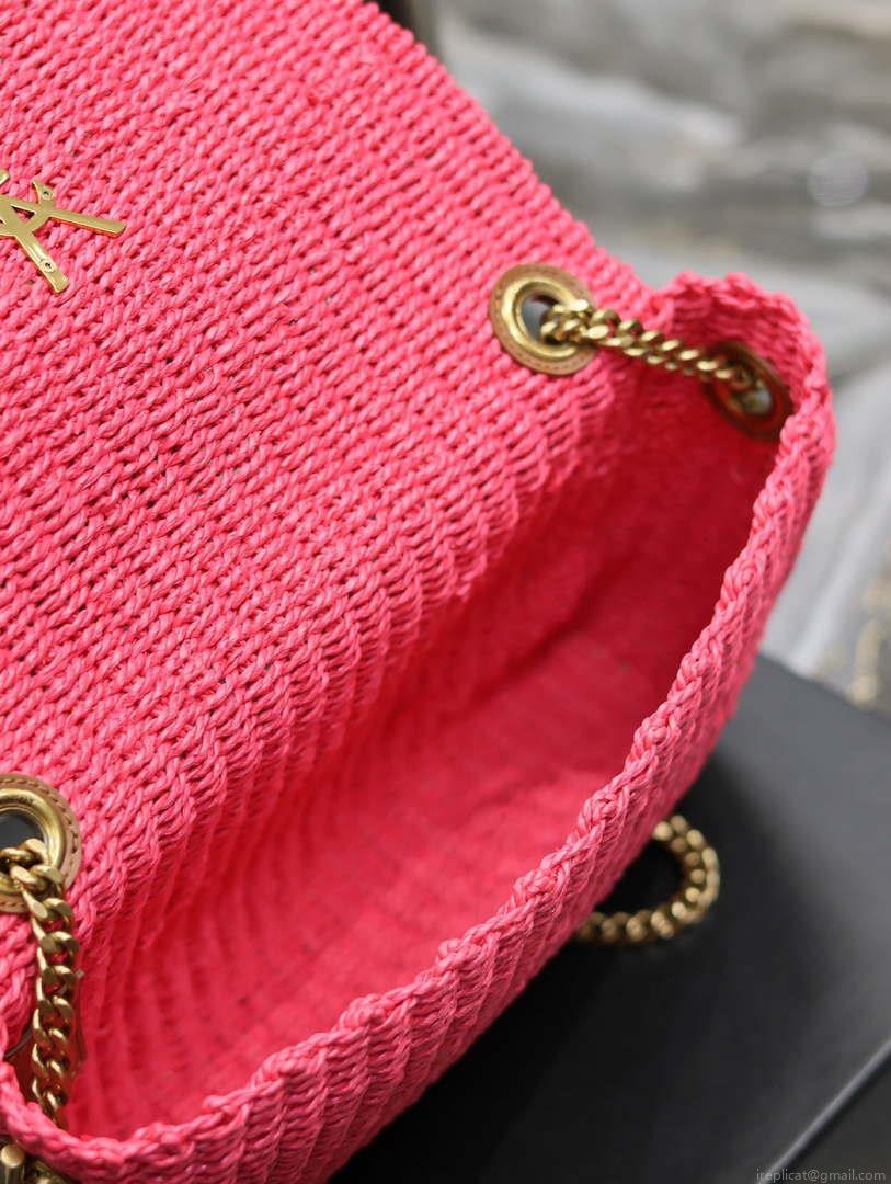 YSL 553804 Saint Laurent Medium Kate in Rose Red Raffia