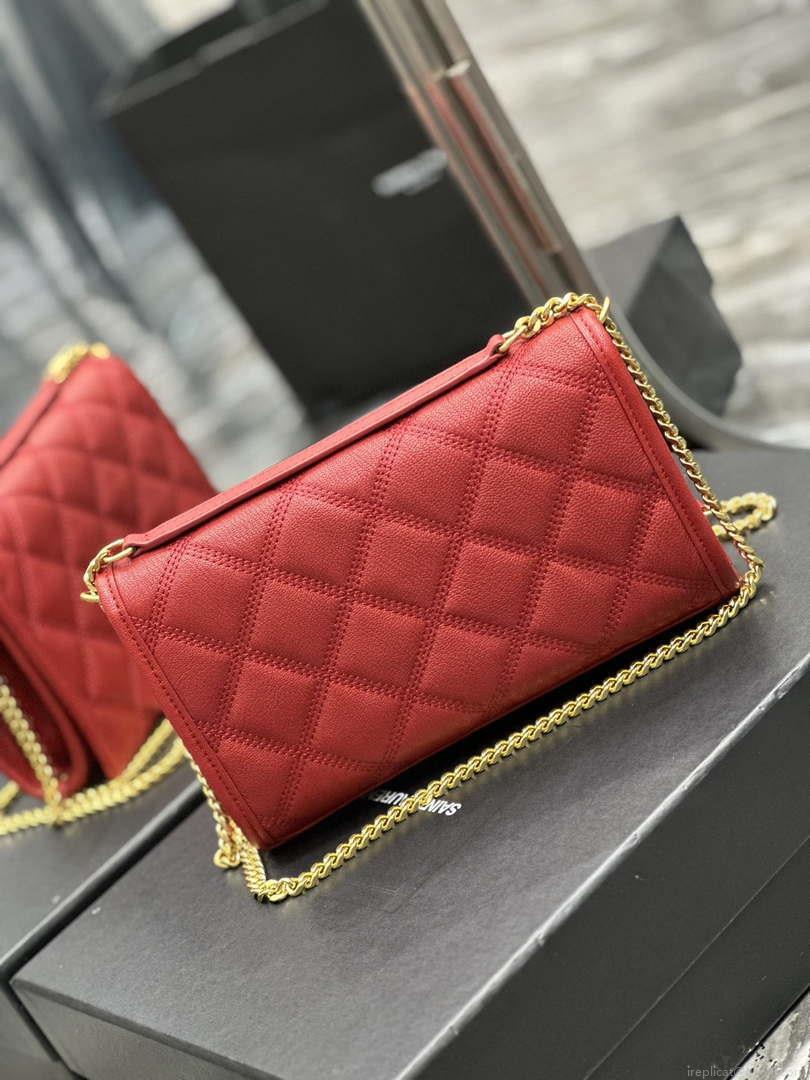 YSL 585031 Saint Laurent Becky Chain Shoulder Bag Leather Red