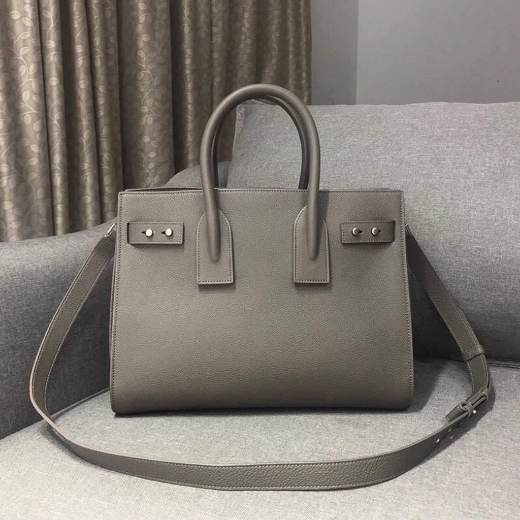 YSL 378299 Yves Saint Laurent Classic Sac De Jour Small in Grained Leather Gray