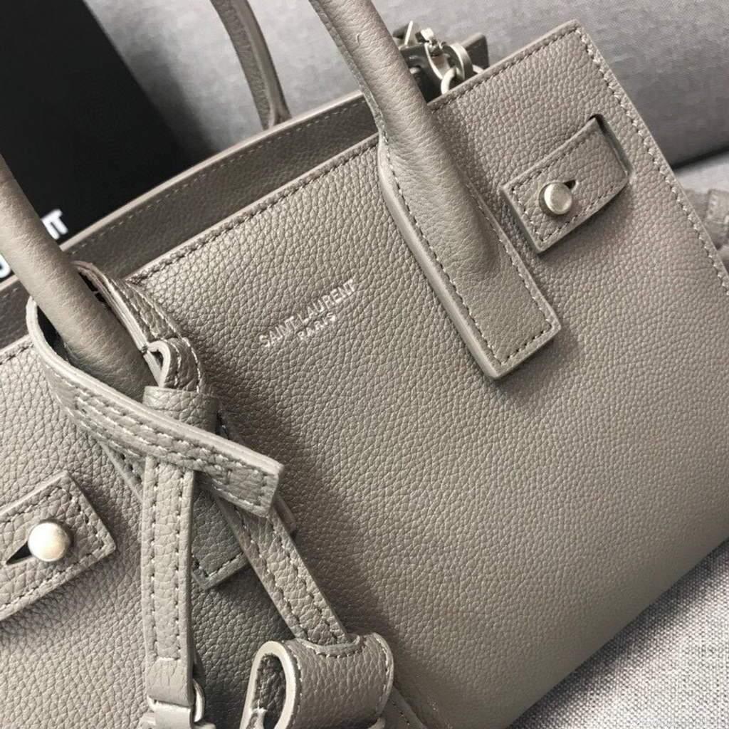YSL 392035 Sac de Jour Nano in Grained Leather Gray