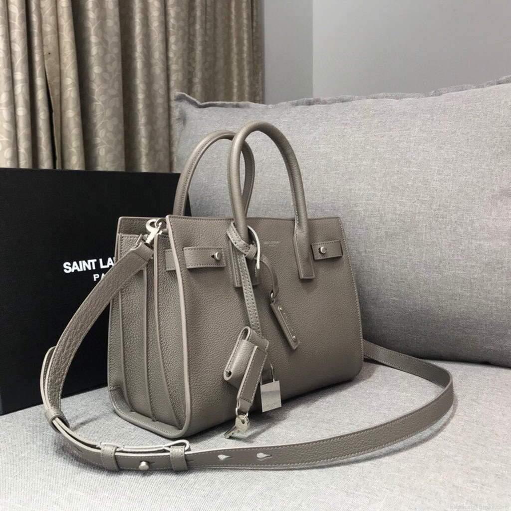 YSL 421863 Classic Sac de Jour Baby in Smooth Leather Gray