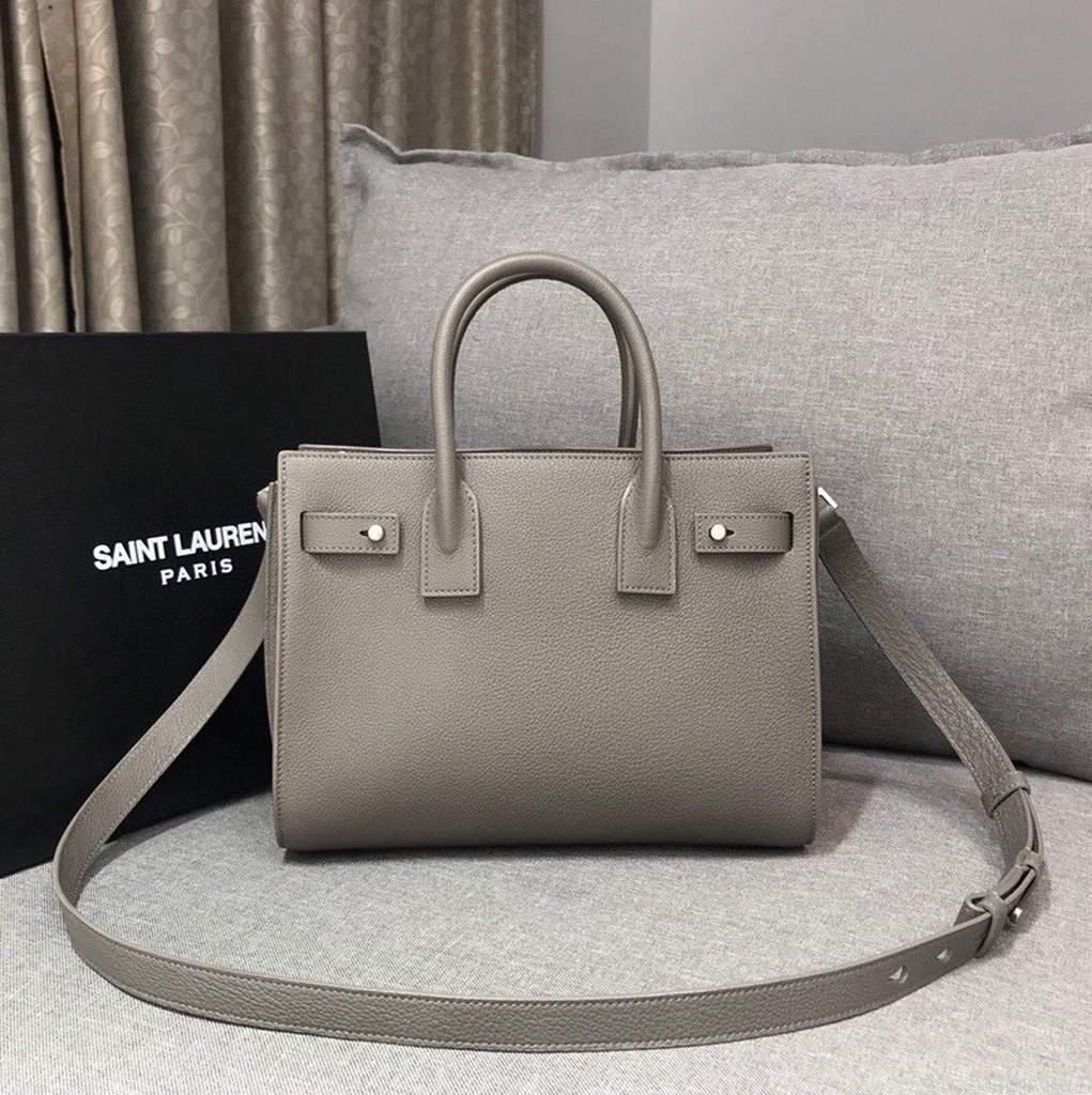 YSL 421863 Classic Sac de Jour Baby in Smooth Leather Gray