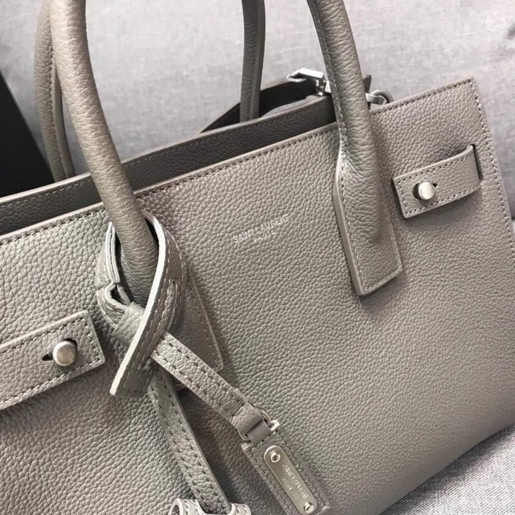 YSL 421863 Classic Sac de Jour Baby in Smooth Leather Gray