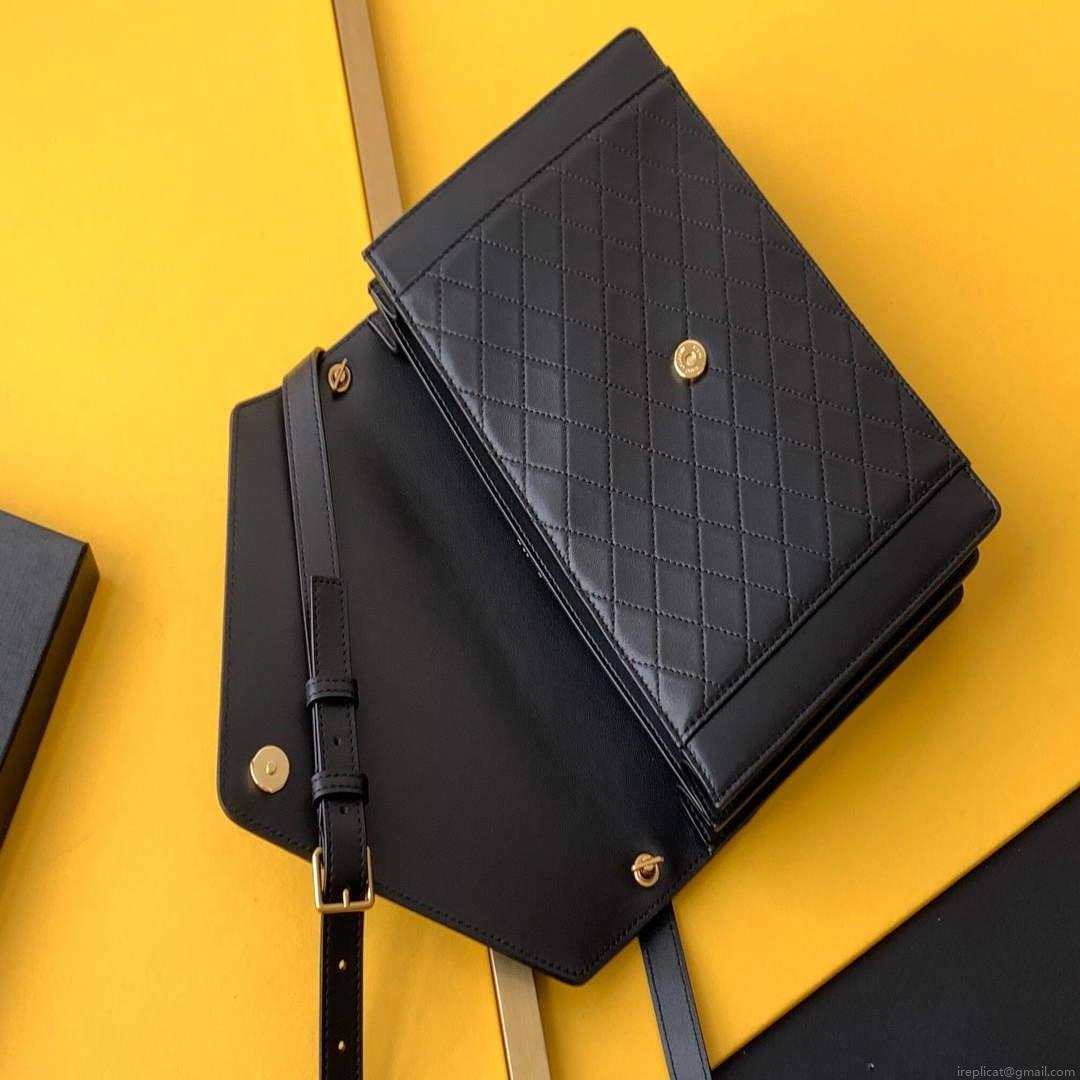 YSL 668863 Yves Saint Laurent Gaby Satchel in Vintage Lambskin Black