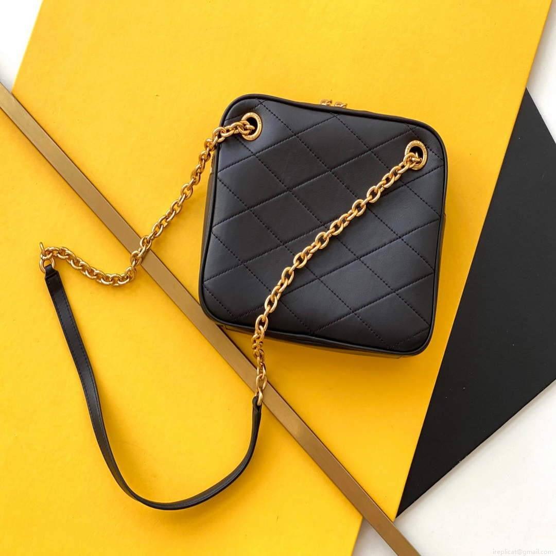 YSL 669308 Le Maillon Small Chain Bag In Quilted Lambskin Black