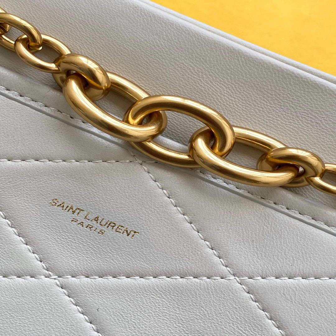 YSL 669308 Le Maillon Small Chain Bag In Quilted Lambskin White