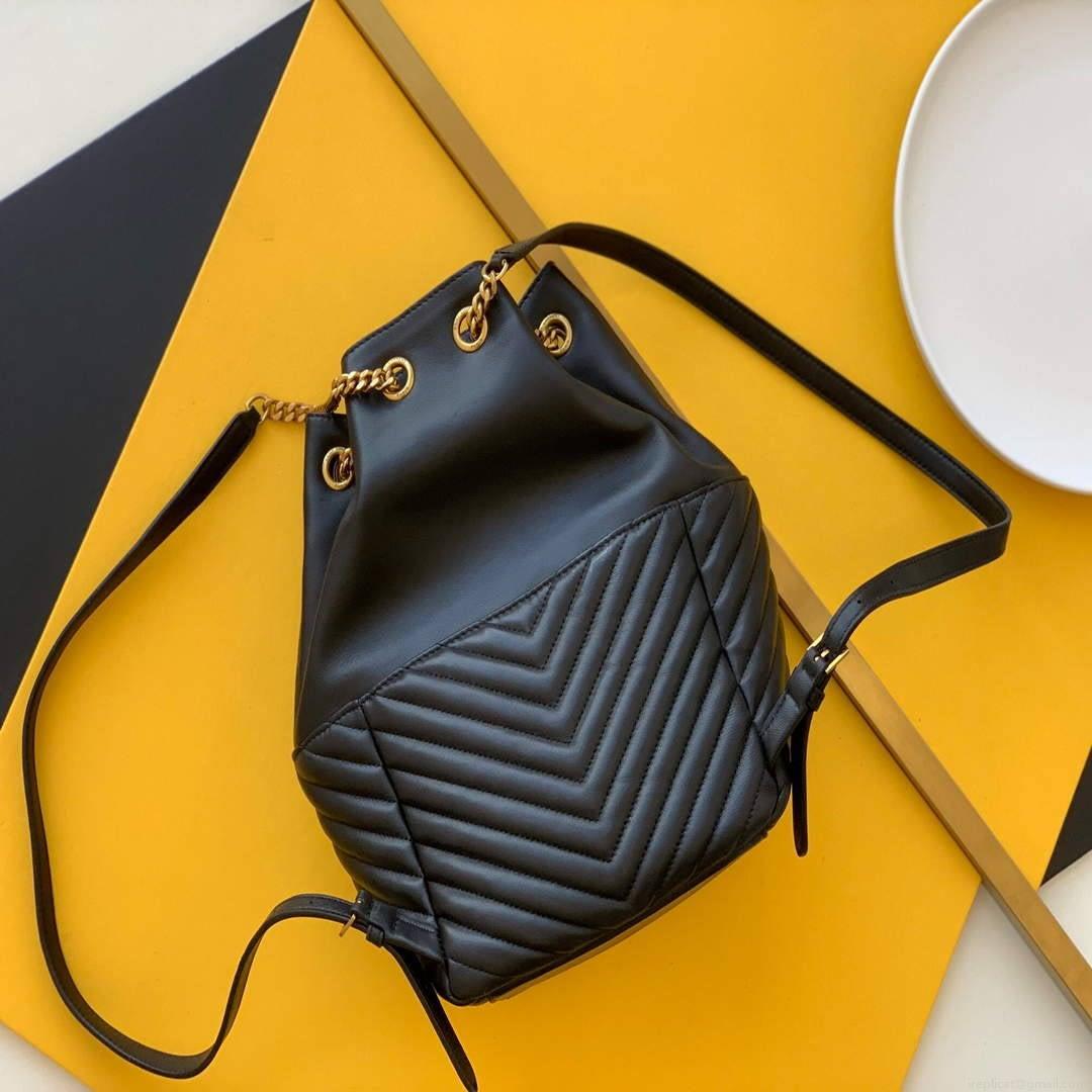 YSL 672609 Joe Backpack In Lamé Leather Black