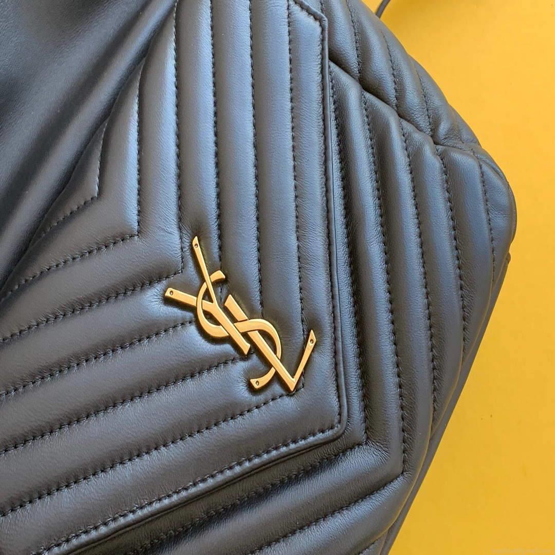 YSL 672609 Joe Backpack In Lamé Leather Black