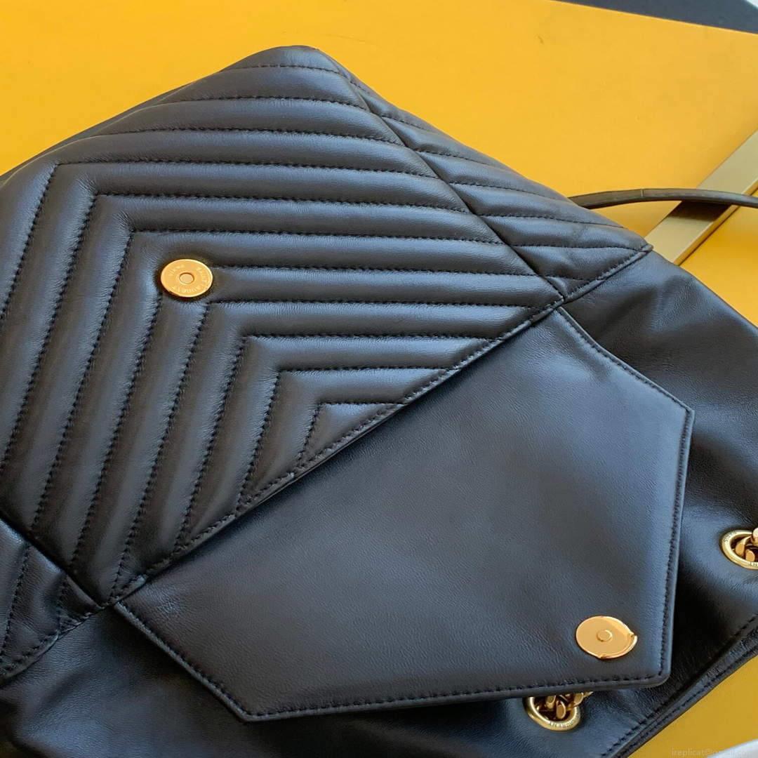 YSL 672609 Joe Backpack In Lamé Leather Black