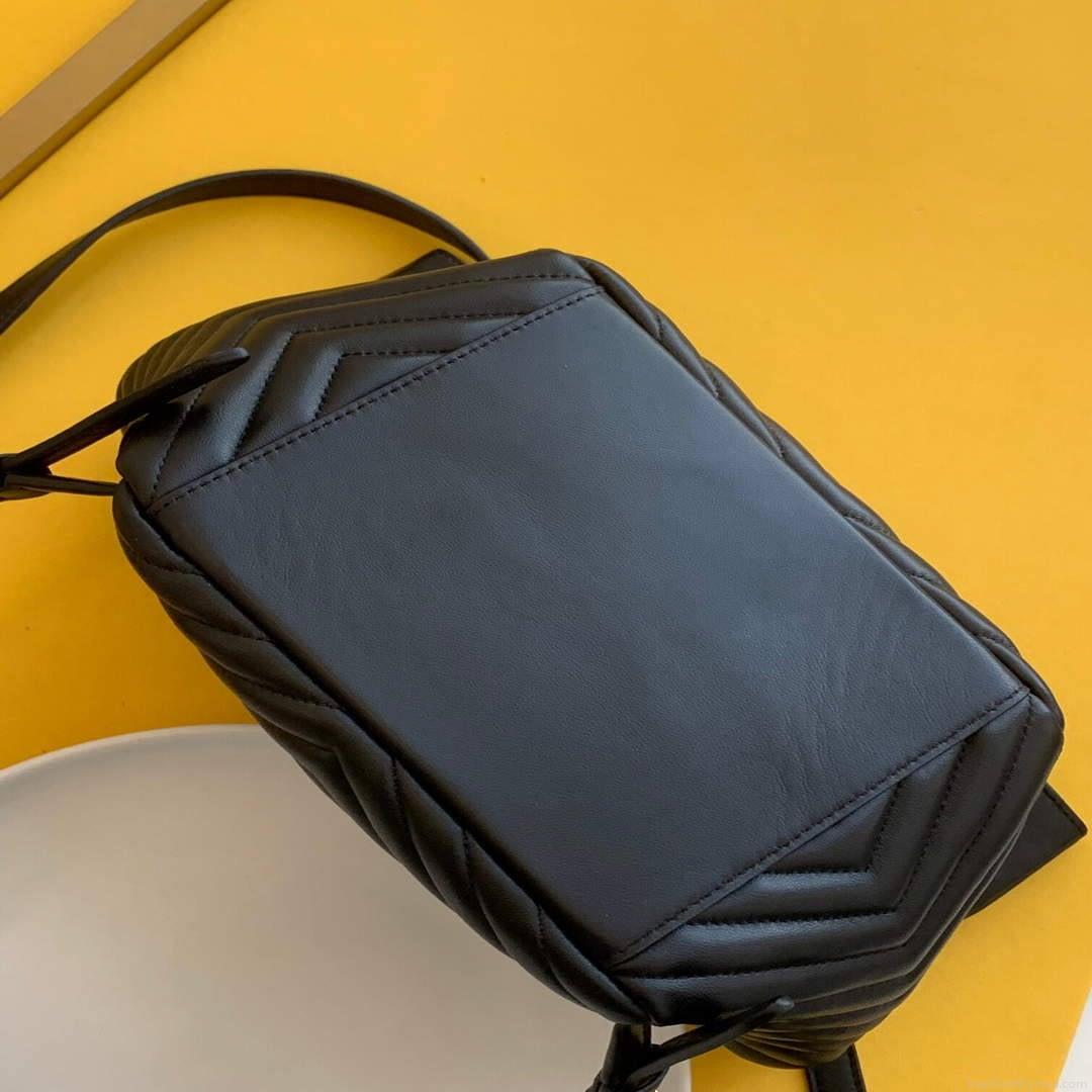 YSL 672609 Joe Backpack In Lamé Leather Black