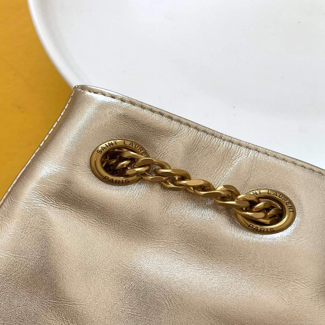 YSL 672609 Joe Backpack In Lamé Leather Gold
