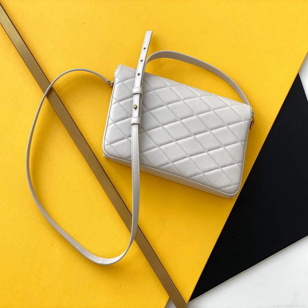 YSL 676628 Kate Supple 99 In Quilted Lambskin White