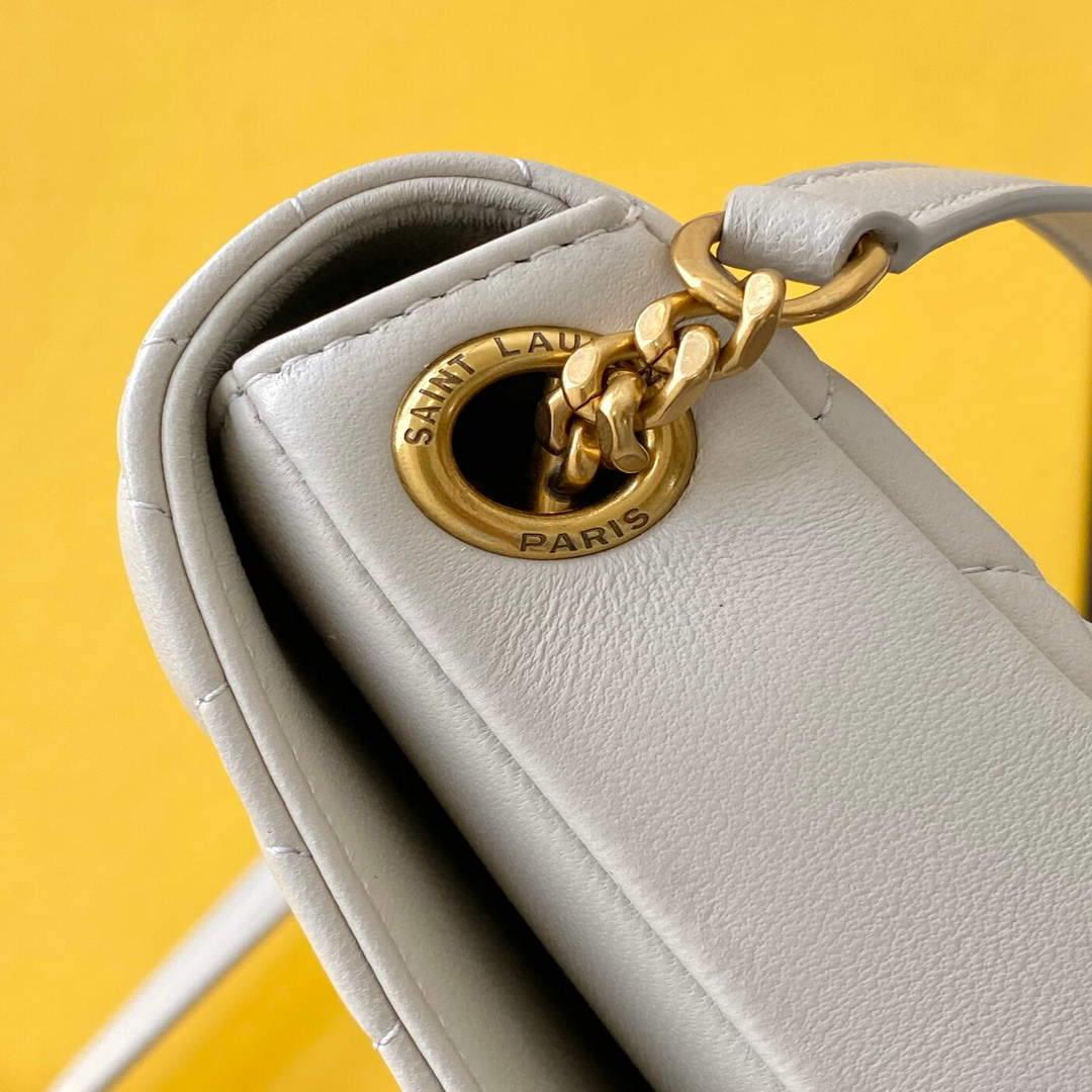 YSL 676628 Kate Supple 99 In Quilted Lambskin White